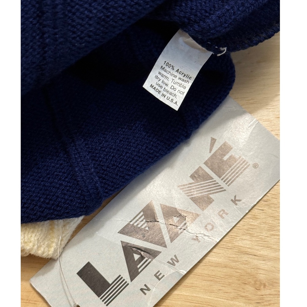 LAVANE New York Mens XXL Cream Navy Striped Turtleneck Sweater‎ Pullover - Picture 5 of 5